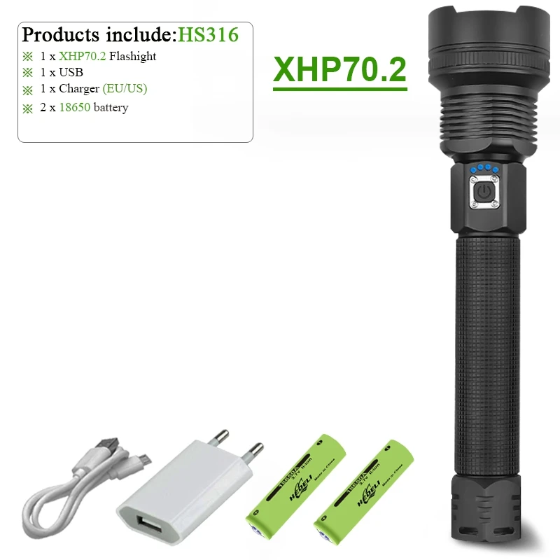 IHS316B XHP90 самый мощный светодиодный светильник-вспышка, водонепроницаемый фонарь с зумом XHP70, тактический светильник, USB Перезаряжаемый, 18650 или 26650, XHP50, лампа для кемпинга - Испускаемый цвет: IHS316B
