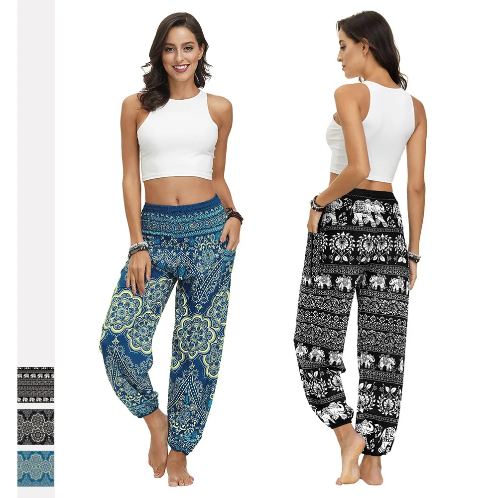 Женские повседневные брюки шаровары с национальным принтом женские штаны для