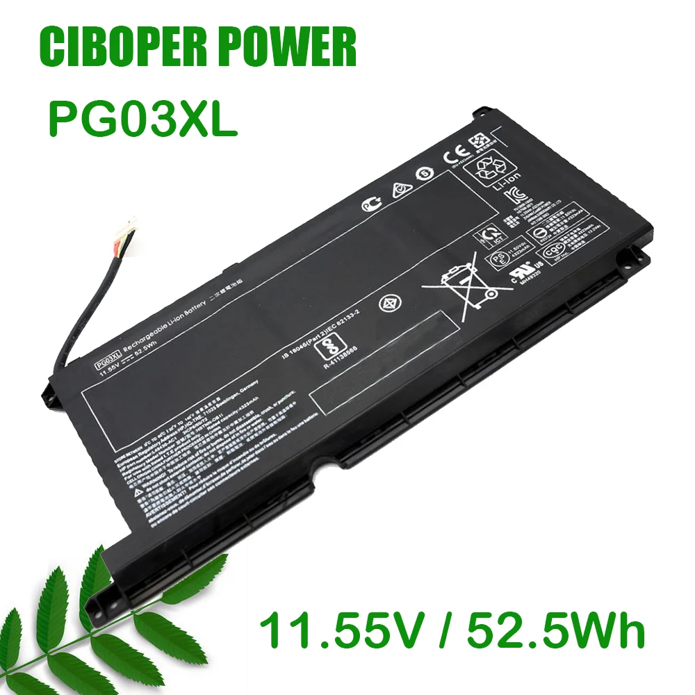 

CP Genuine Laptop Battery PG03XL 11.55V 52.5Wh For 15-DK 15-dk0125TX 15-AP012DX 831758-005 831532-422 HSTNN-DB9G L48495-005