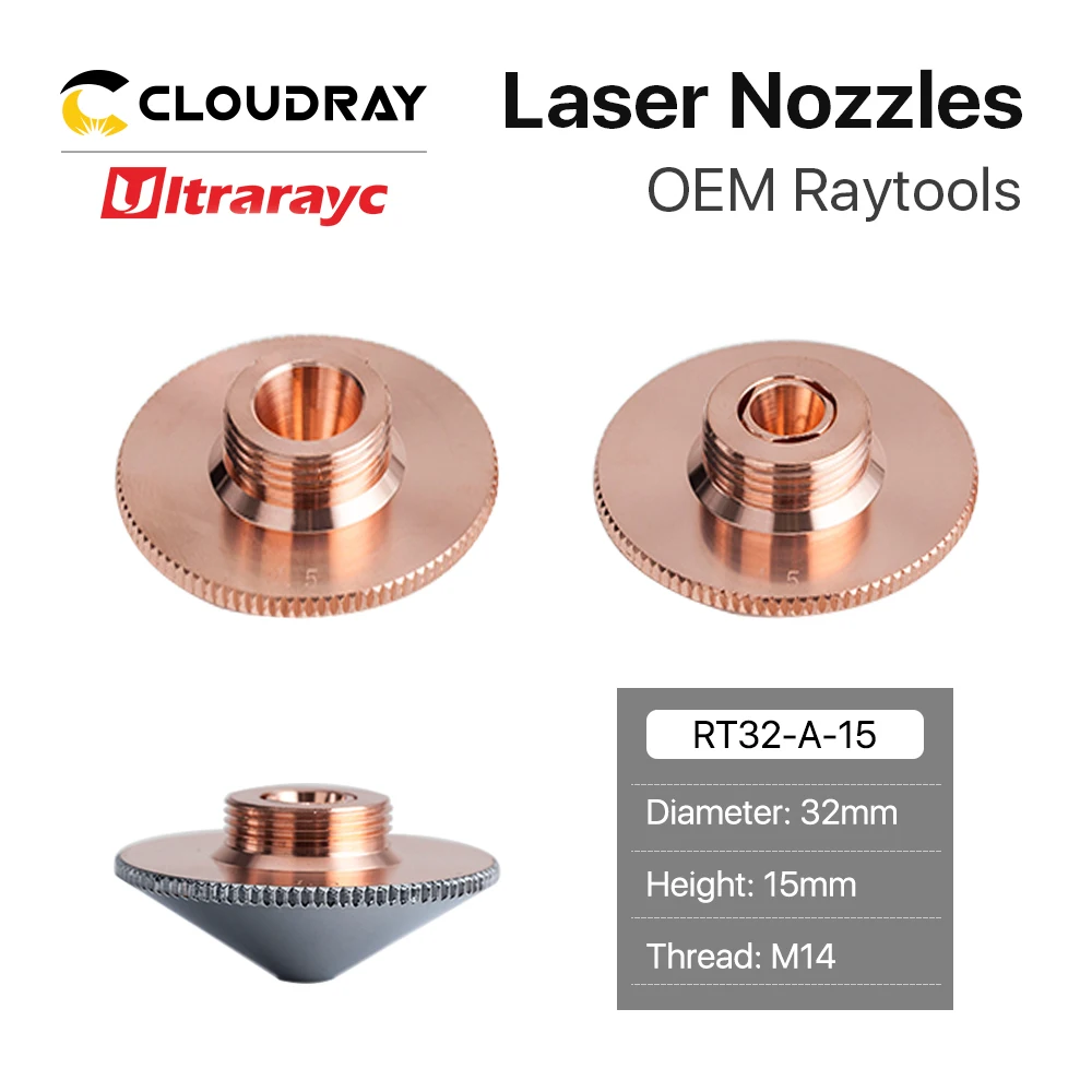

Ultrarayc Fiber Cutting Head Laser Nozzle Single Double Chrome-plated Layers D32 Caliber 0.8-6.0mm for Raytools Laser Head