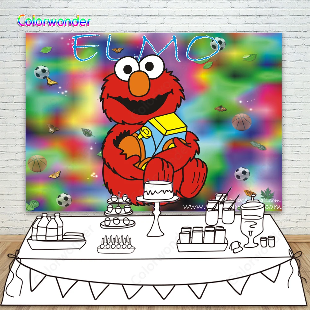 Улица Сезам фон Элмо Баскетбол Футбол Неон персонализированные фото для ребенка