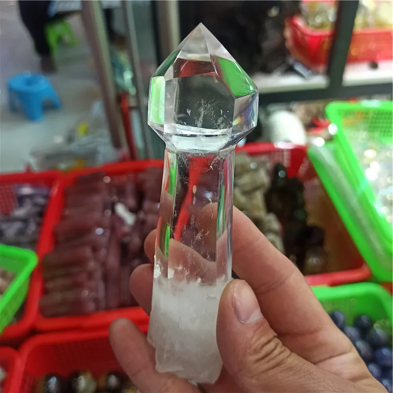 

12cm Natural white quartz crystal energy stone crystal wand healing home decoration
