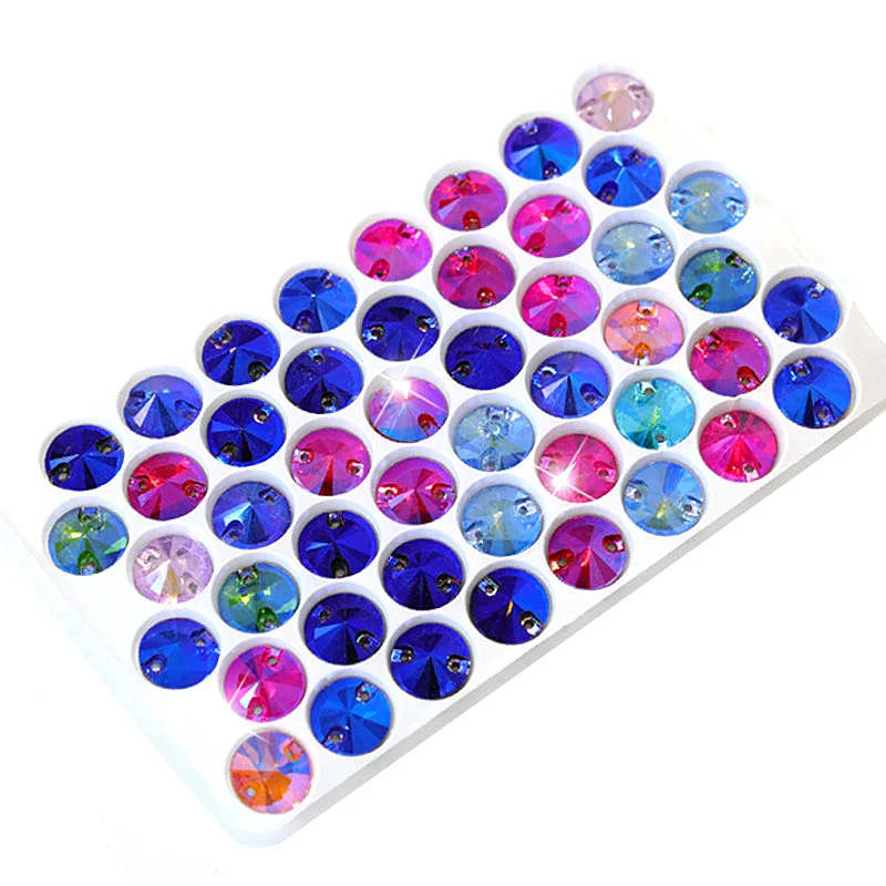 Цветные стразы круглые с плоской задней частью Rivoli украшения для свадебного