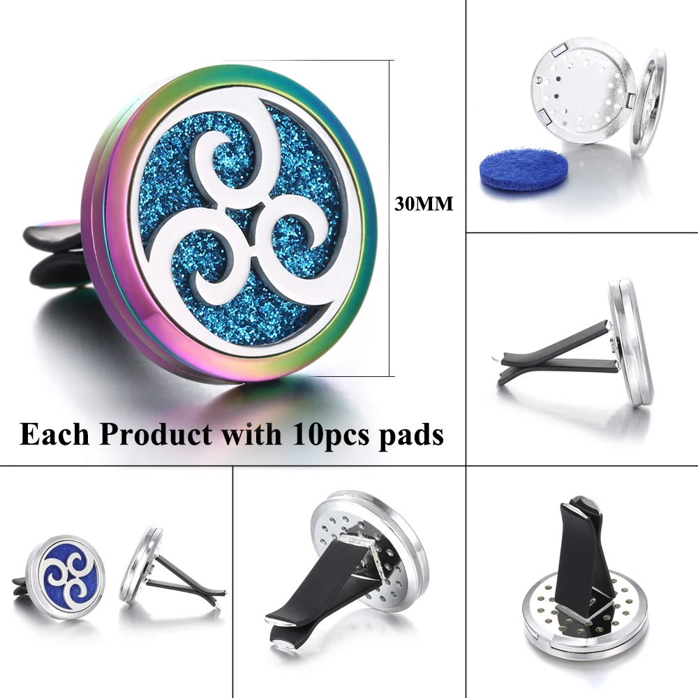 New Aromatherapy Jewelry Car Perfume Diffuser 316L Stainless Steel Aroma Essential Oil Diffuser Car Clip Lockets DropShipping