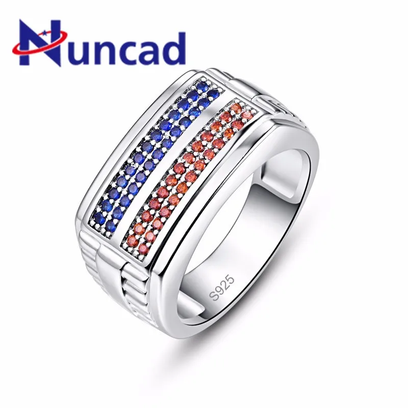 Кольца из стерлингового серебра 925 пробы синие красные с кубическим цирконием AAA
