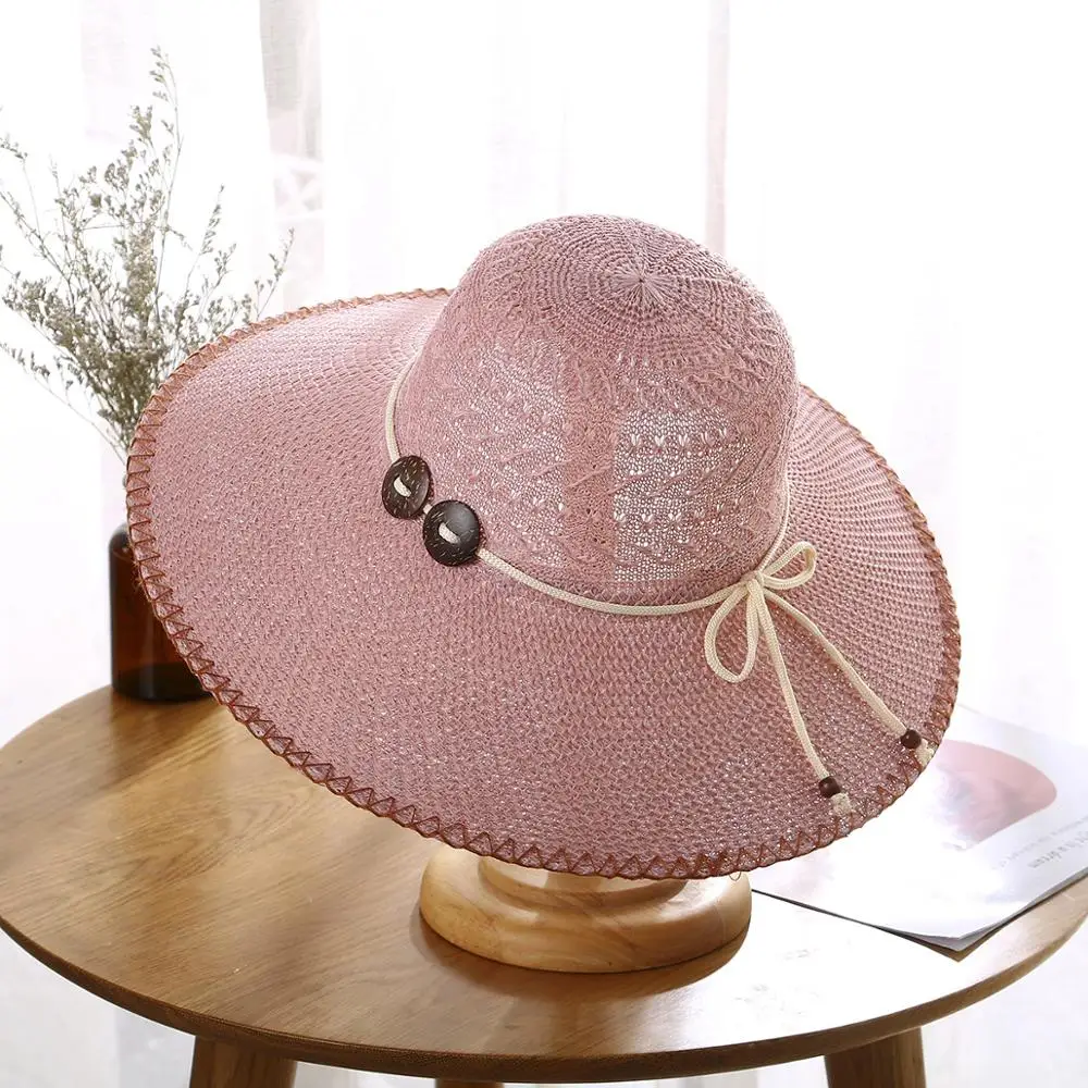 

Fashion Brand Wide Brim Straw Ladies bow Cute Cap Sun Hats for Women Summer Beach Hats Vacation Shade UV Protection Travel Sunha