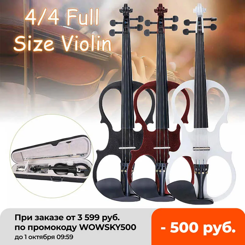 

4/4 Electric Violin Set Basswood Fiddle Stringed Instrument With Fittings Cable Headphone Case For Music Lovers Beginners