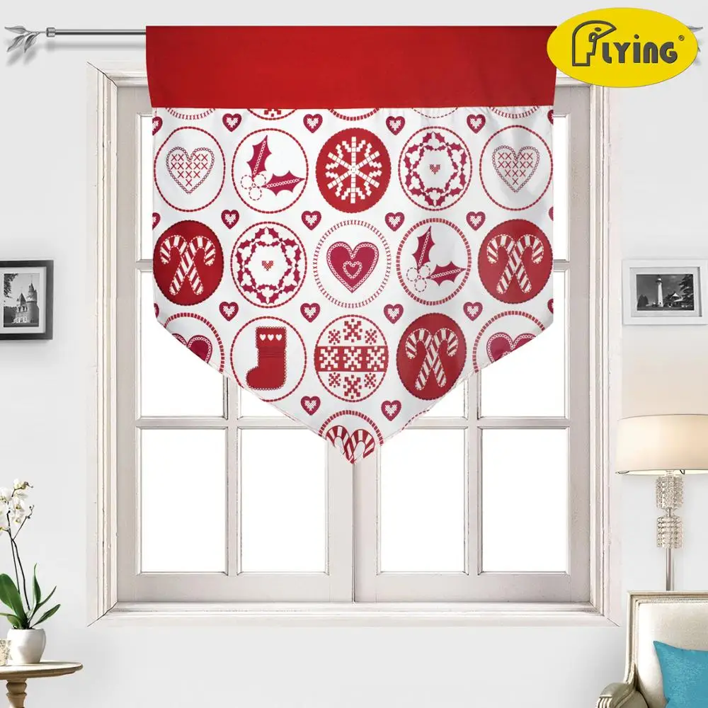 

Flying Printed and Dyeing Fabric Kitchen Window Shield Design Curtain for Christmas Day Show 60%-70% Shading Curtain