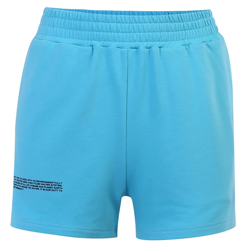 

New solid color printed shorts basic English printed elastic waist pants