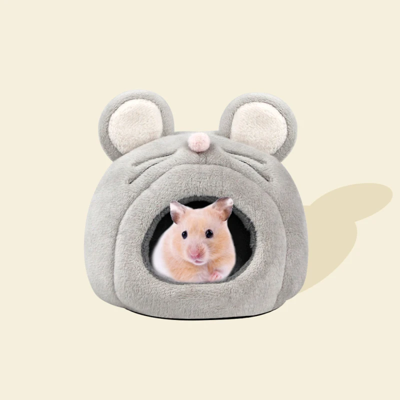 

Hamster House Guinea Pig Hamster Cotton House Small Animal Nest Pet Bed House Winter Warm Mouse Tail Shaped Sleeping Bag 14*14*6
