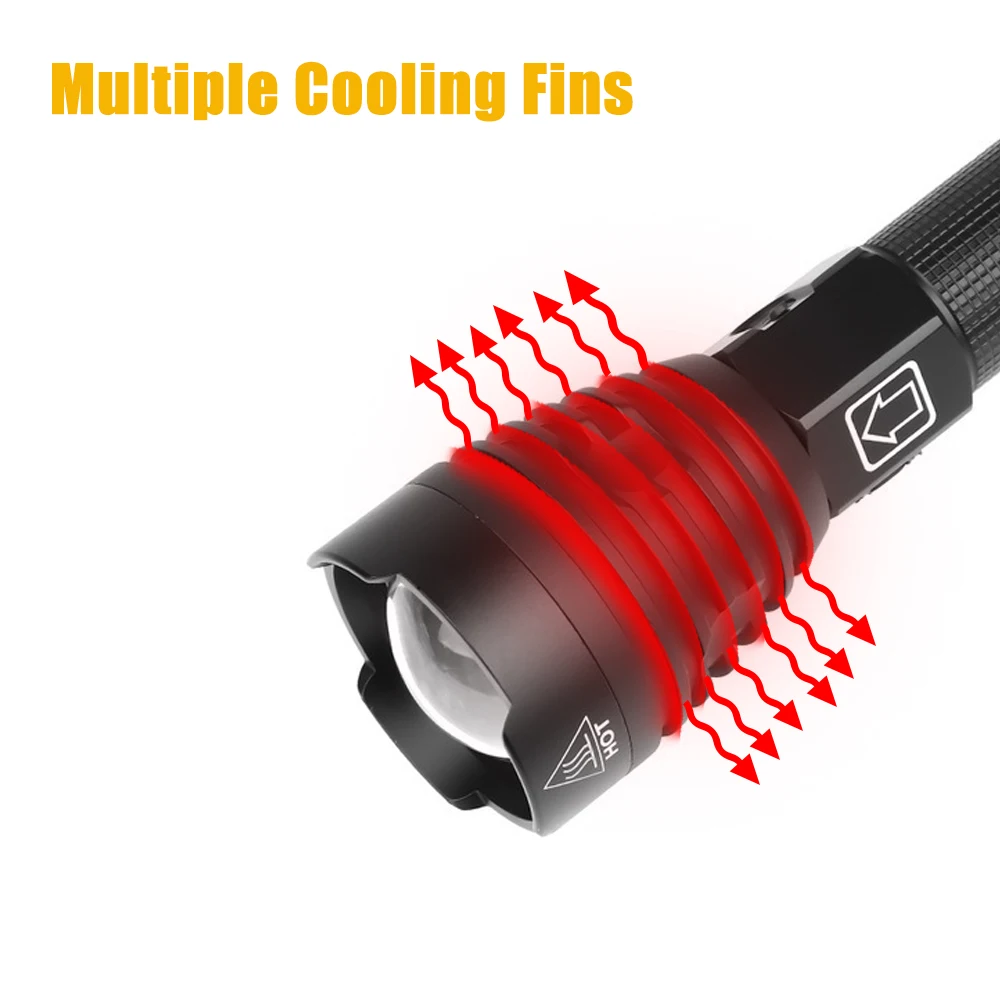 Comprar Linterna LED XHP90 Con Batería USB 26650 18650, Recargable, Potente Linterna Táctica Para Caza Y Acampada