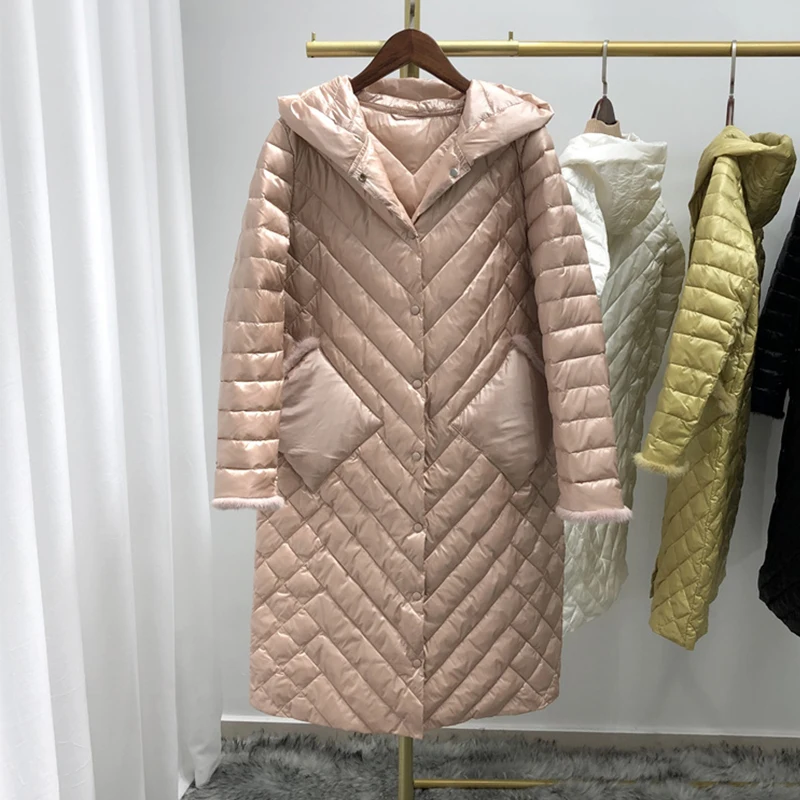 Fitaylor зимний ультра-светильник с капюшоном 90% белый утиный пух парка для женщин