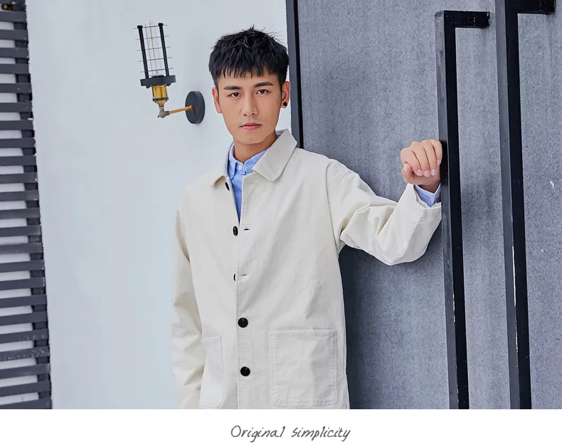 Schinteon Men Corduary Loose Jacket Autumn Mid-Length Outwear Casual Turn-down Collar Top Fashion High Quality New