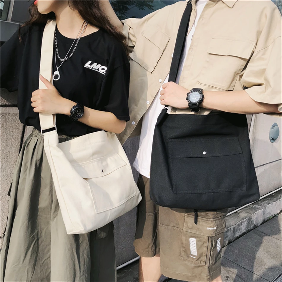 Унисекс стиль Харадзюку холщовые Сумки Большая вместительная сумка через плечо