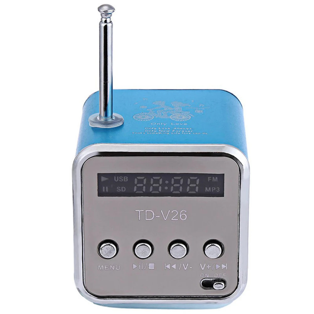 TD V26 мини портативный динамик ЖК цифровой звук micro TF карта fm радио AUX стерео
