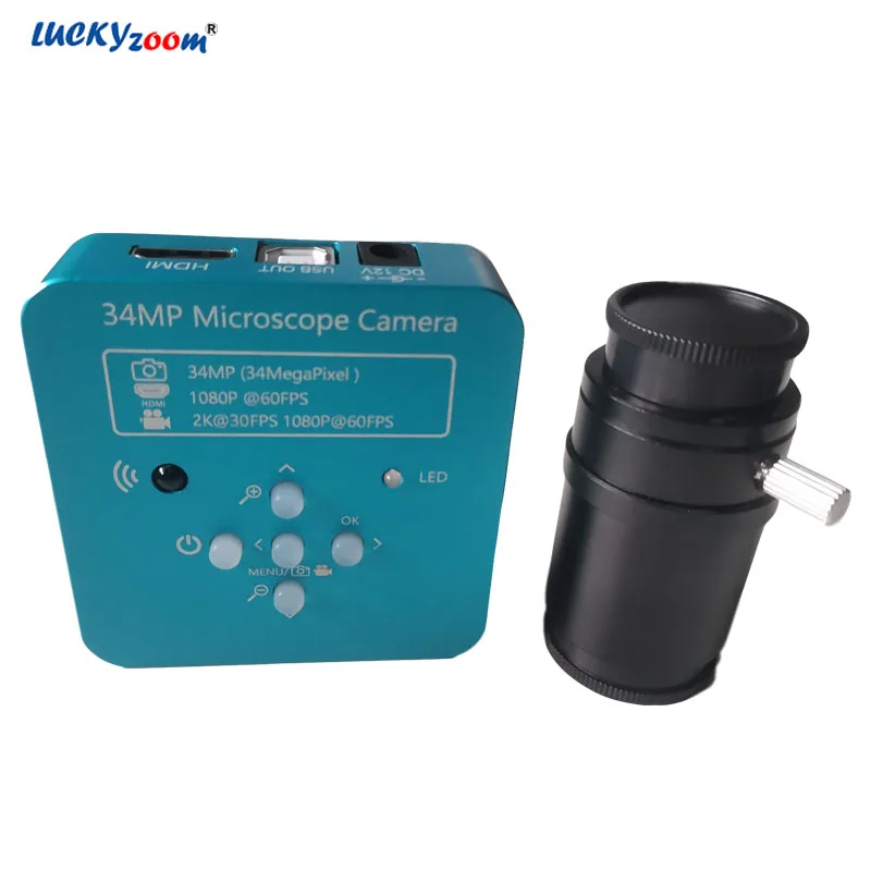

34MP HDMI USB 1080P HD Industry Stereo Microscope Camera 60FPS Panasonic CMOS Trinocular Microscopio Adapter