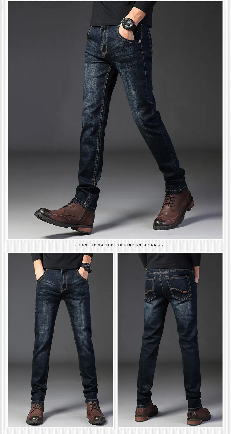 JS1019J-Jeans мужские тонкие прямые весенние брюки модные эластичные большие