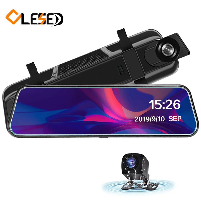OLESED T95 10 ips сенсорный экран поток зеркало заднего вида автомобиля Dvr зеркало тире камера Dash Cam двойная камера для автомобиля Full Hd привод рекордер