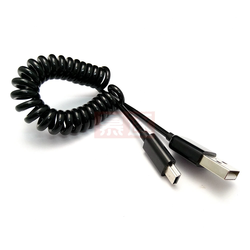 

USB 2.0 to Mini USB Cables Mini USB Coiled Spiral Spring Data Charging Adapter Cable 50cm/0.5m 200cm/2m