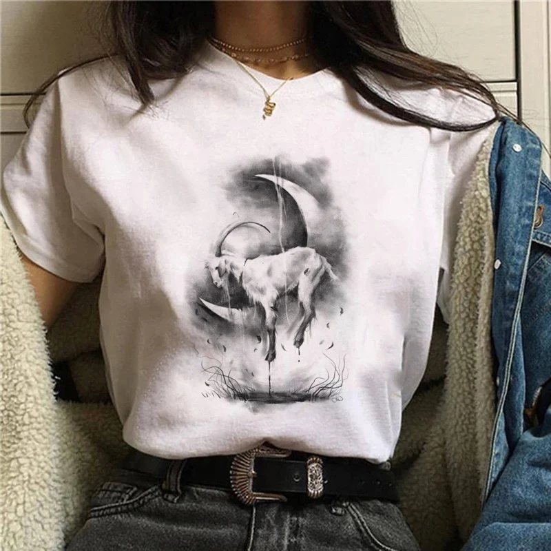 

Christmas funny lamb animal happy new year fashion cartoon female lady printed clothes top T shirt graphic T shirt.