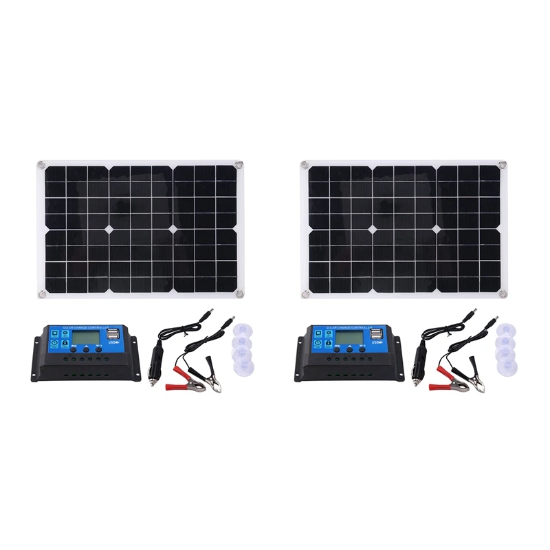 

2x15 Вт солнечная панель 12 В зарядное устройство комплект 50 А контроллер для фургона лодки Двойной USB