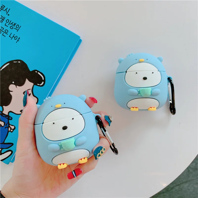 Для Apple AirPods Kawaii Penguin чехол 3D милый мультфильм уплотнение рыба беспроводные наушники крышка оболочка для Airpods 2 Earpods аксессуары