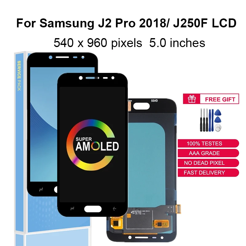 

Original LCDs Super AMOLED For Samsung Galaxy J2 Pro 2018 J250 J250F J250H Display Touch Screen Digitizer Assembly Replacement