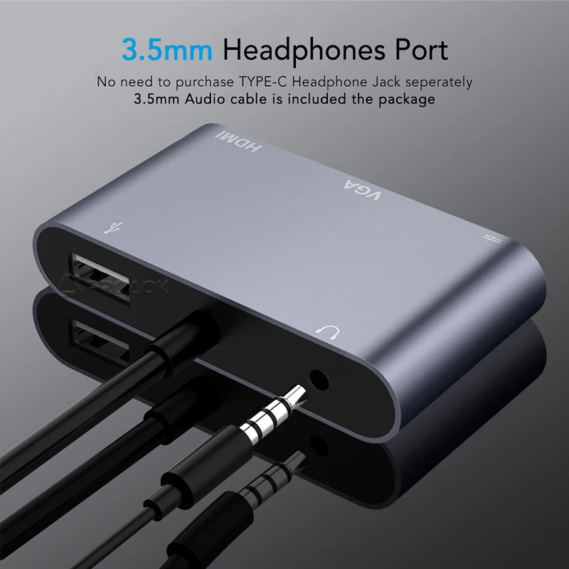 Переходник с USB 3 1 типа C на 4K HDMI VGA PD USB3.0 5 мм Аудио Видео разъем адаптер для MacBook Switch