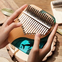 17 key wooden thumb piano gecko musical instrument gift with accessories solid wood ocean whale dolphin kalimba