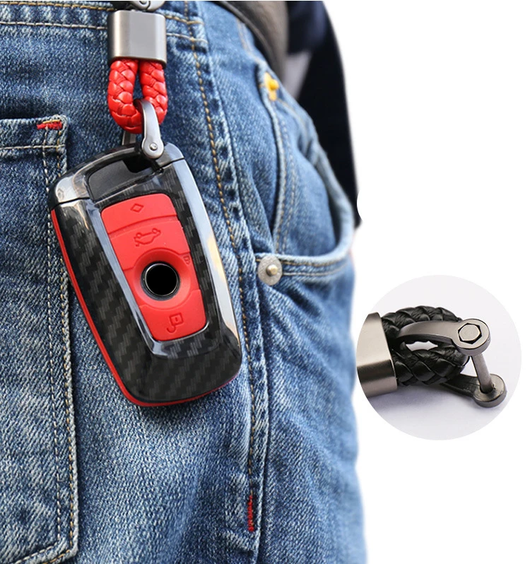 Чехол для автомобильного ключа из углеродного волокна BMW серии 1/2/3/4/5/6/7 X1 X3 X5 X6 Smart