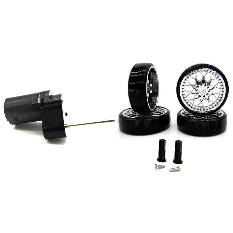 

2 Set RC Car Part: 1 Pcs Transmission Gearbox with 370 Motor & 1 Set Drift Tyre Wheel with 5mm Wheel HUB Hex Adapter