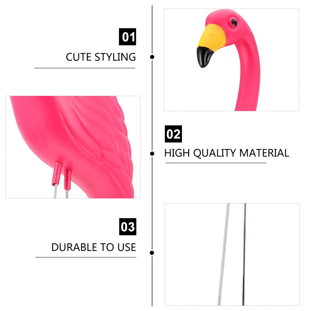 

2pcs Garden StakeFlamingo Sculpture Statue Lawn Stake Decor )