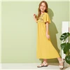 SHEIN/Детское платье для отдыха для девочек с вышивкой спереди и пуговицами; коллекция года; летние длинные платья трапециевидной формы с рукавом-бабочкой в стиле бохо для детей