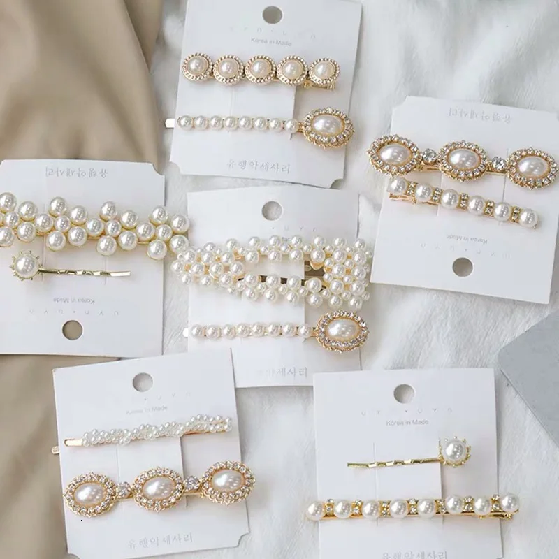 Женская заколка для волос с искусственным жемчугом Золотая пряжка в Корейском