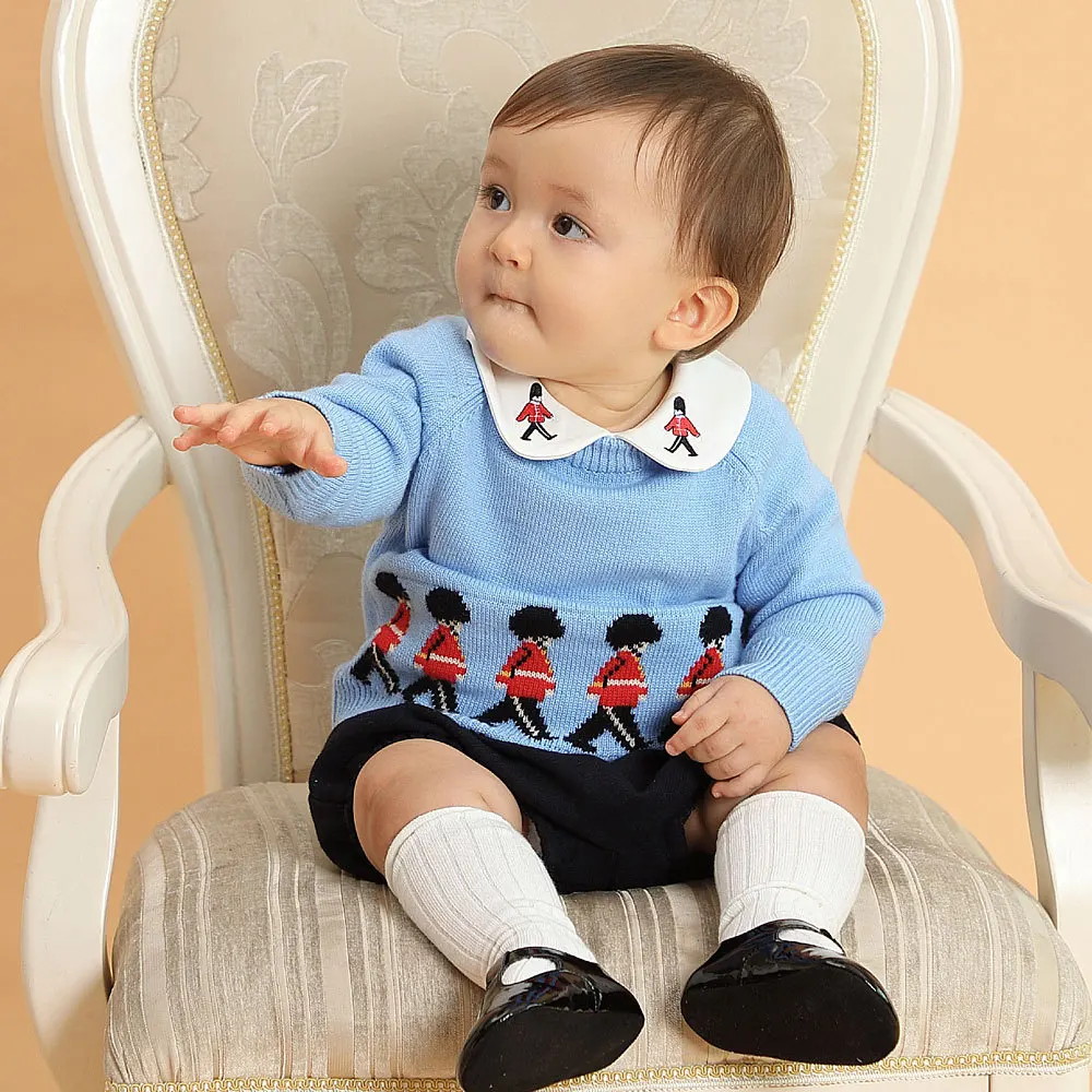 Boys Pullover Sweater Spanish Toddler Baby Knitted Cartoon Sweater Kids Knitting Pullover Tops Children Clothes Knitwear Unisex