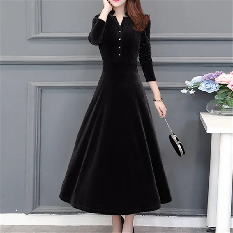 Высококачественное женское платье на осень и зиму 2020 винтажное однотонное
