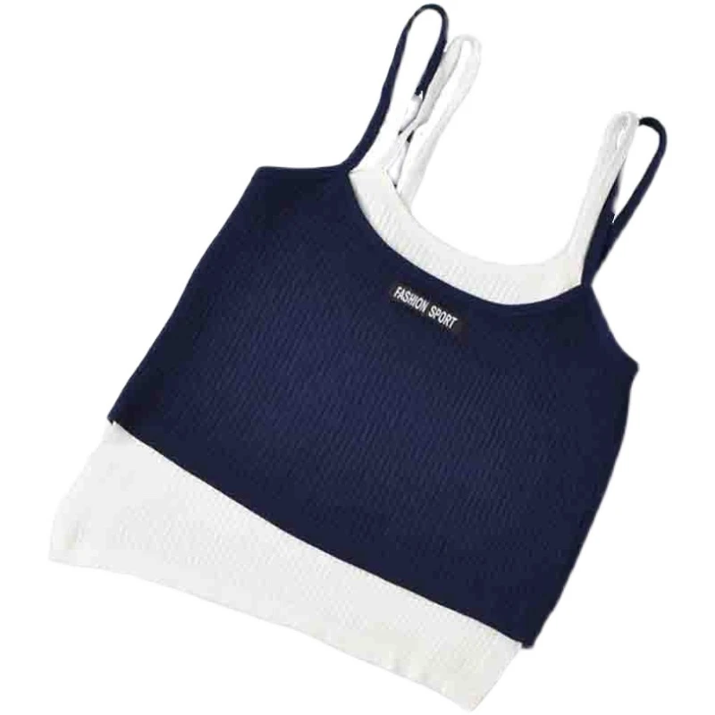 

2021 New Style Fried Street Style Special-Interest Design Inner Bottoming Shirt Fake Two Pieces Bandage Dress Inner Knitted