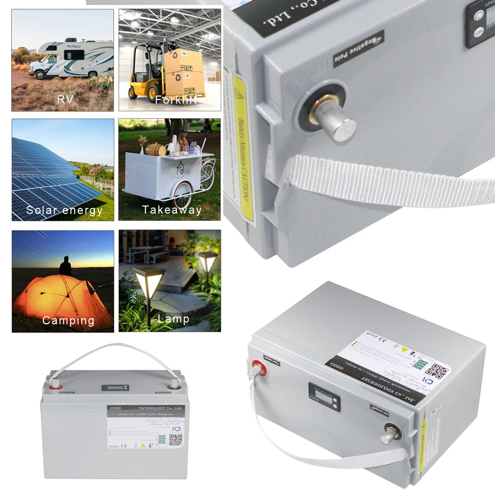 للبيع بطارية LiFePO4 ، 12 فولت ، 100 أمبير ، 200 أمبير ، مع BMS ، بلوتوث ، علبة مقاومة للماء ، شاشة LCD