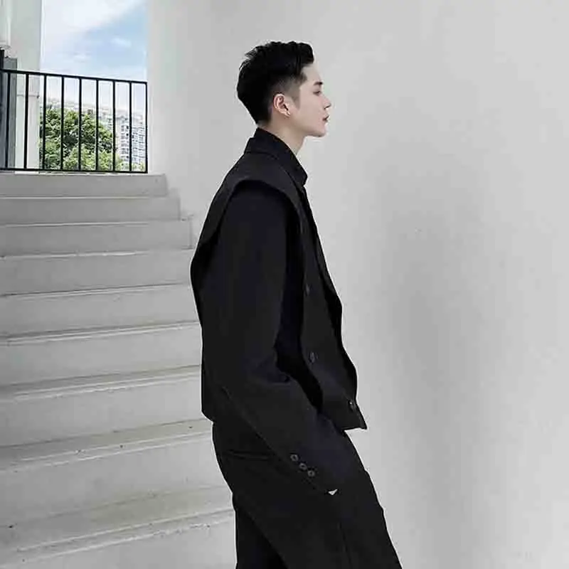 Мужской короткий Блейзер осенний темный с пуговицами | Мужская одежда