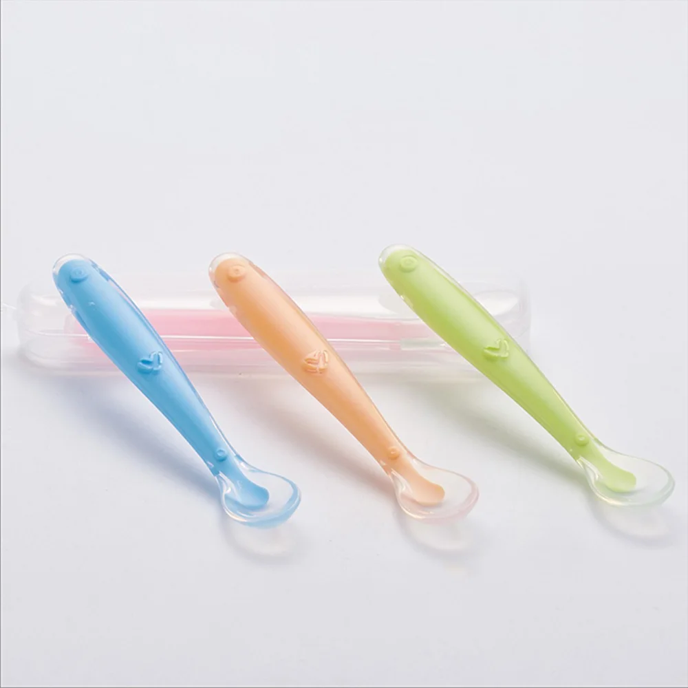 Детская Ложка силиконовая обучающая ложка для кормления ребенка мягкая детская |