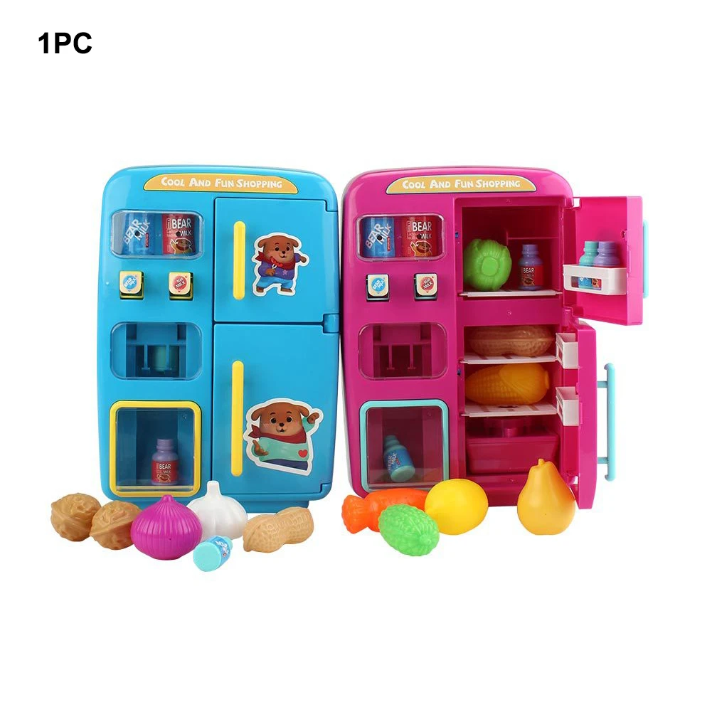 

Funny Children Simulation Refrigerator Vending Machine With Colorful Light Educational Music Pretend Play Gifts Kitchen Toy Mini