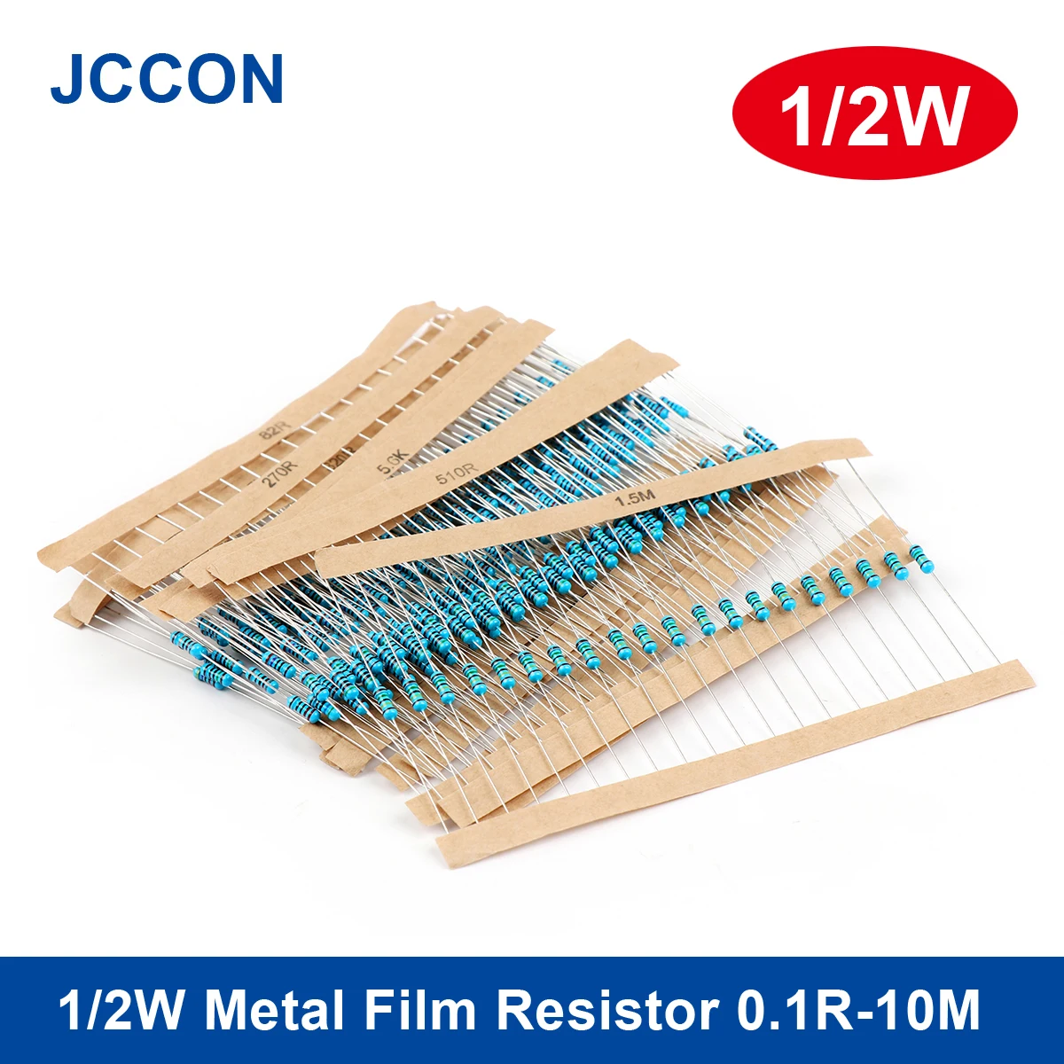 

10Pcs 1/2W 1% Metal Film Resistor 0.1R-1M 100R 220R 330R 1K 1.5K 2.2K 3.3K 4.7K 10K 22K ohm Oxide Film Color Ring Resistance