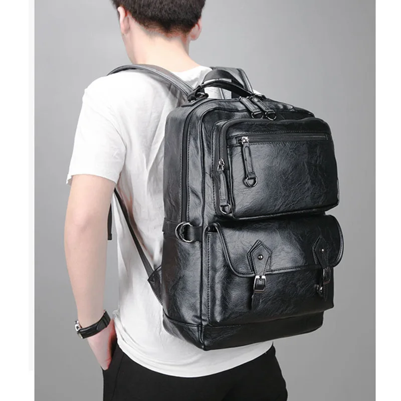 Рюкзак мужской кожаный вместительный для ноутбука 15 6 дюйма | Багаж и сумки