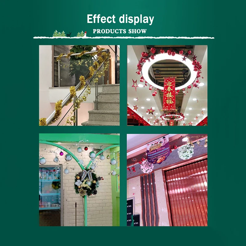 

New 2M Christmas Colorful Ball Bell Garland Holiday Snowflakes String Star Hanging Ornaments Party for Home Mall Hotel Decors