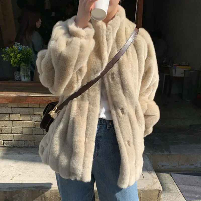 

2020 Autumn Winter Fashion Plus Size Fur Coat Jacket for Women Long Sleeve Single-breasted Thick Casual Warm Outwear Overcoat