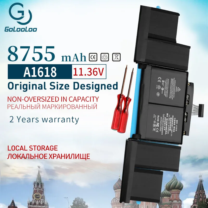 

8755mAh 11.36V A1618 A1398 Laptop Battery For Apple MacBook Pro Retina 15'' 15.4" Inch 2015 Year 020-00079 MJLQ2LL/A MJLT2LL/A