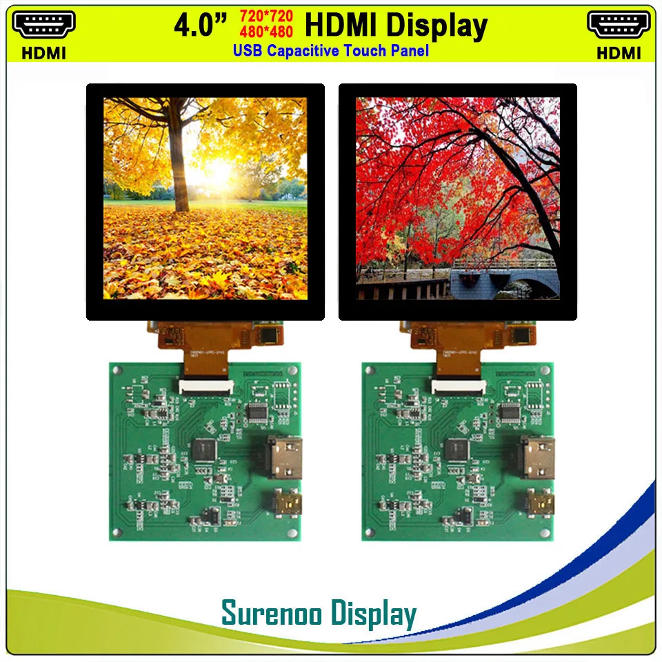 4.0" 720X720 / 480X480 1:1 HDMI-Compatible to MIPI IPS LCD Module Monitor Screen with USB Capacitive Touch Panel | Электронные