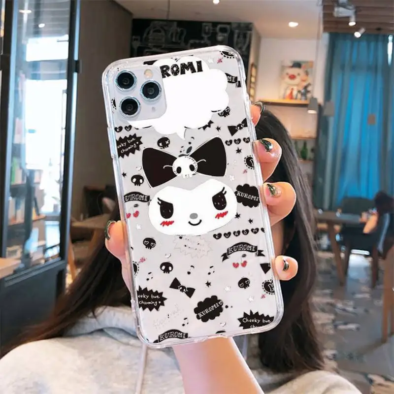 

Kuromi Hot Cute cartoon Phone Case Transparent soft For iphone 5 5s 5c se 6 6s 7 8 11 12 plus mini x xs xr pro max