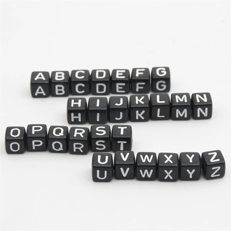 

100Pcs / Lot 10x10mm Black Acrylic Spacer Square A-Z Letter Beads For Jewelry Making