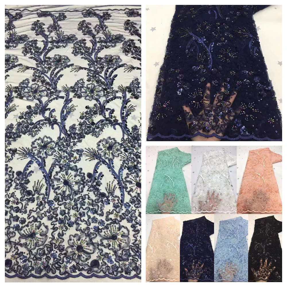 

7 Colors 2d Appliqued Beading Lace Fabric Ribbon Lace Girls Dress Lace Fabric 5 Yards/Lot